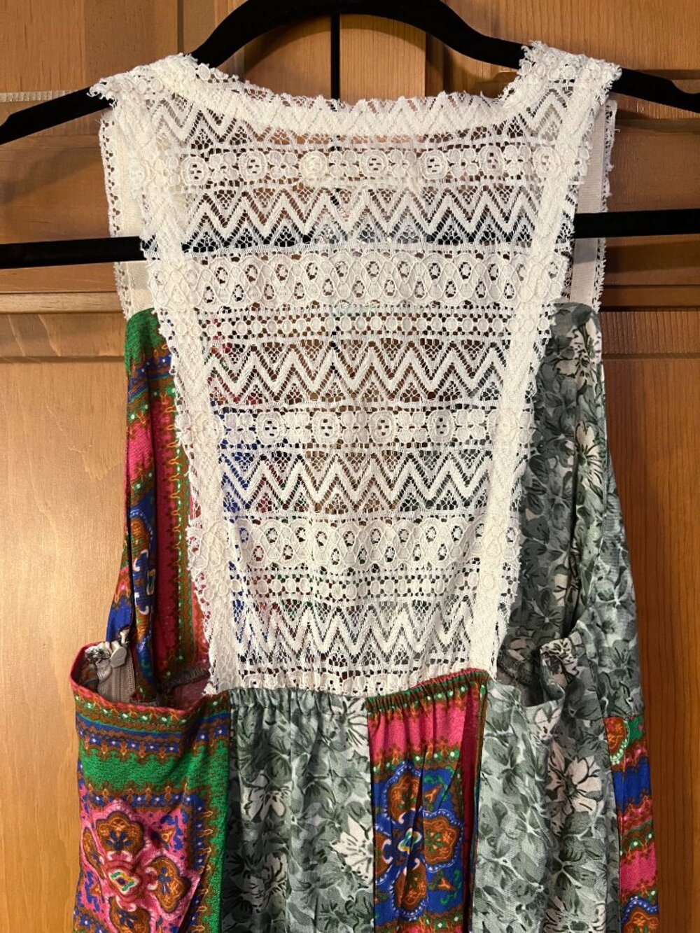Natural Life Amina Maxi Dress Boho Patchwork Lace Back Beaded NWT Small - Picture 5 of 6